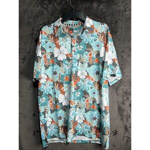 Tattoo Golf Polo Shirt Mens Large Aloha Series Floral Performance Hawaiian‎